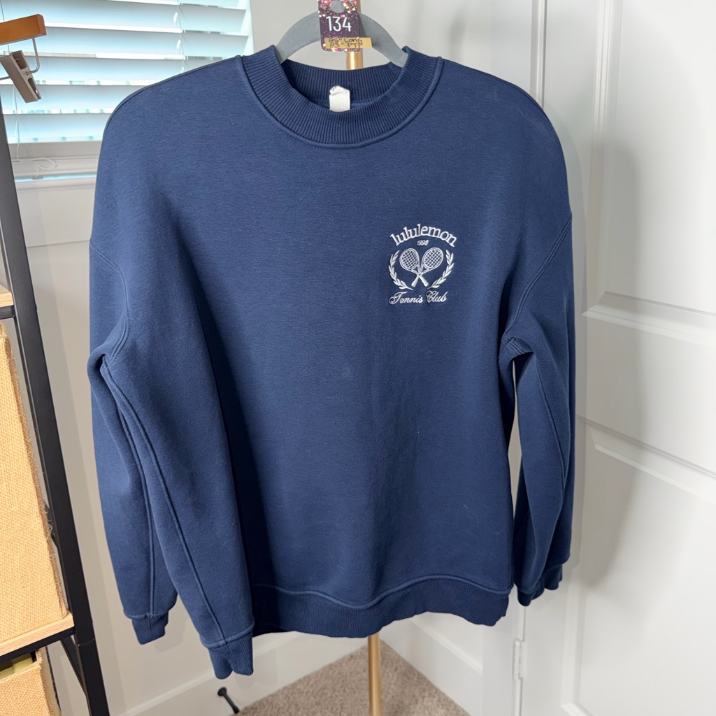 134lululemon Heavyweight Fleece Pullover *Tennisclub True Navy/White/Firecracker